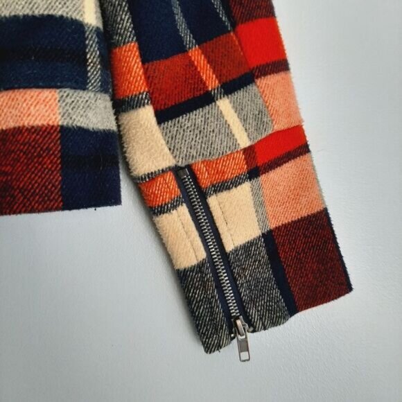 HURLEY / Quiet Rebel Moto Plaid Blanket Fleece Biker Full Zip Jacket Sz XS - Picture 14 of 16